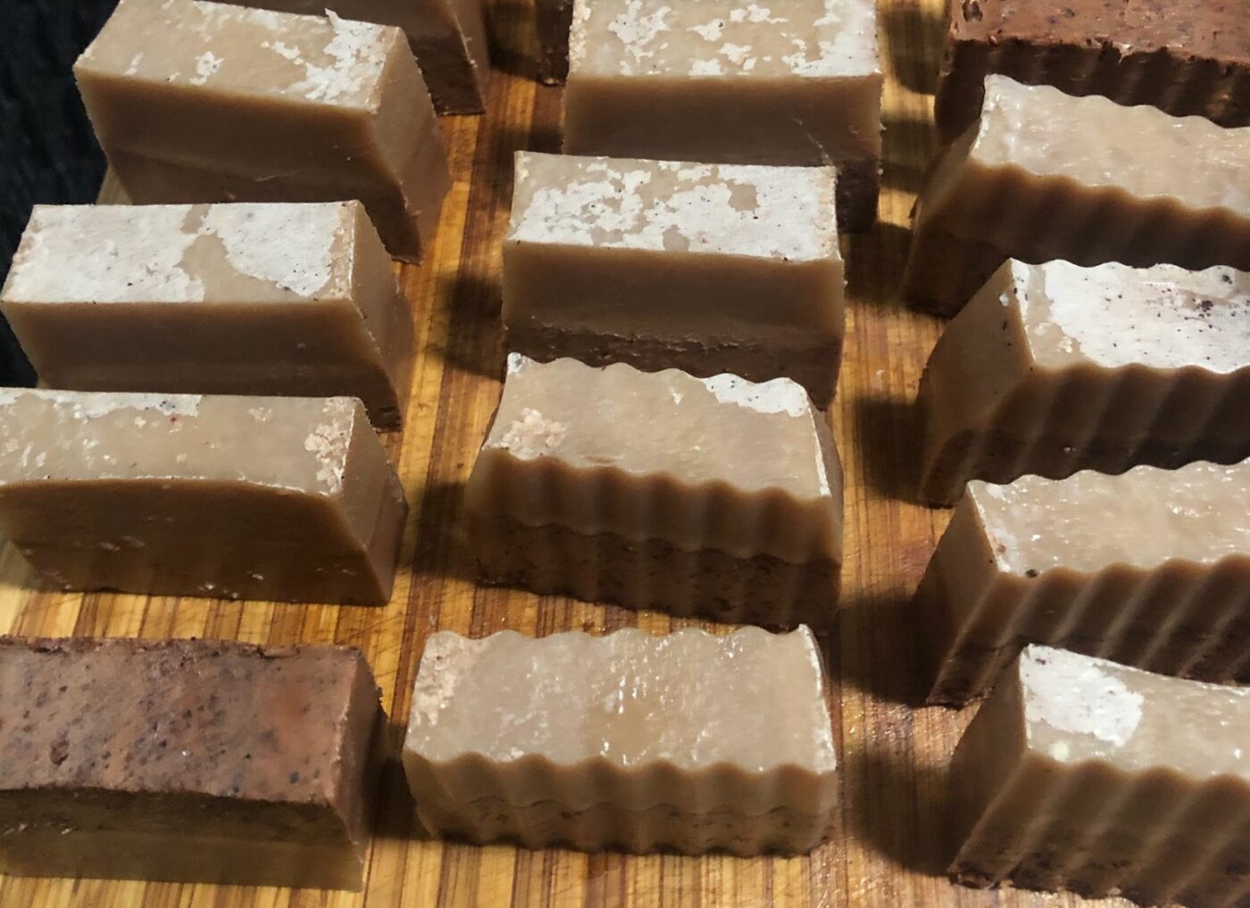 Madre Agua avocado seed soap bars, freshly cut by hand